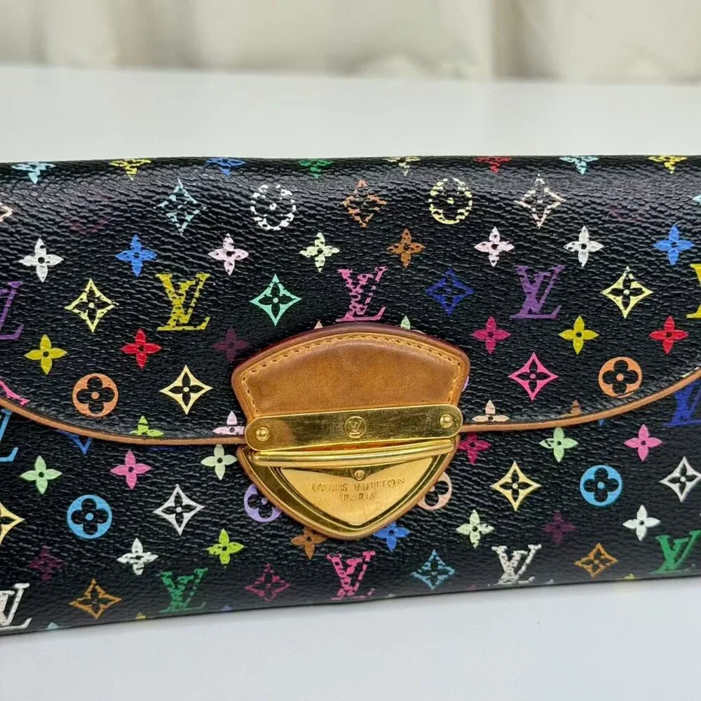 Louis Vuitton Black Multicolor Wallet with Colorful Monogram Design